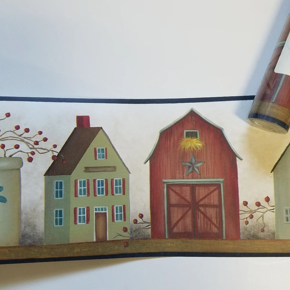 Wallpaper Border Folk Art Shaker Village